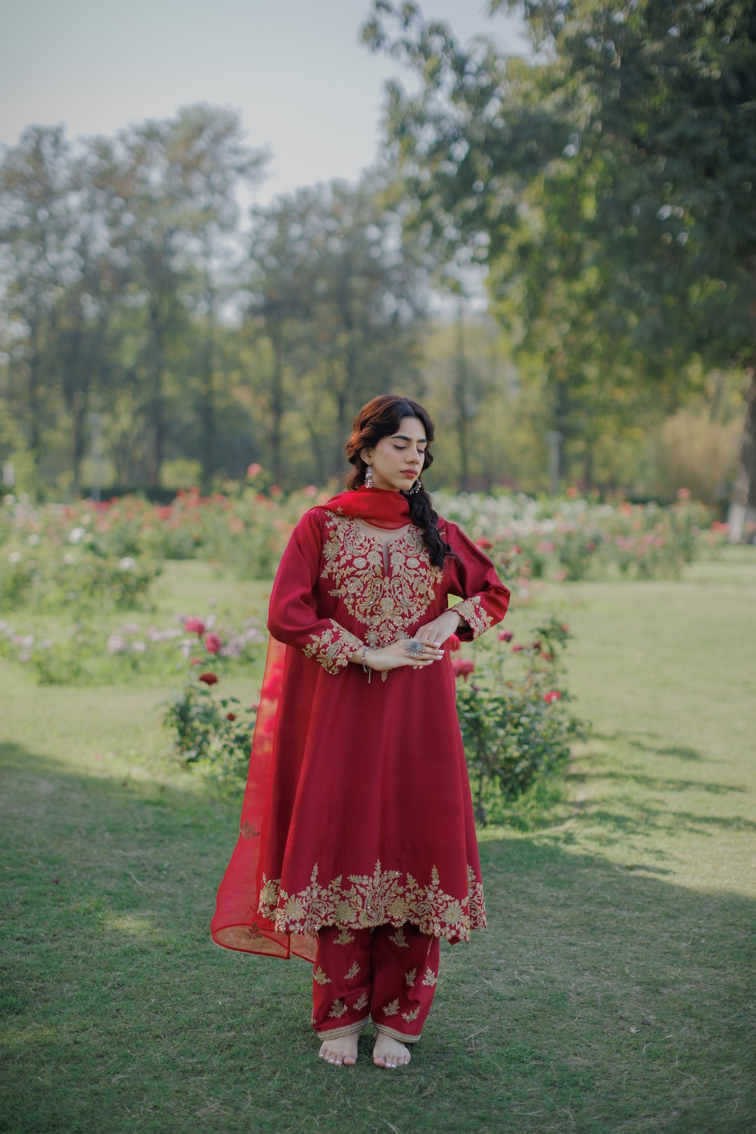 Red Kalidar with Salwar -  Lola BIBI by Amrinsahi