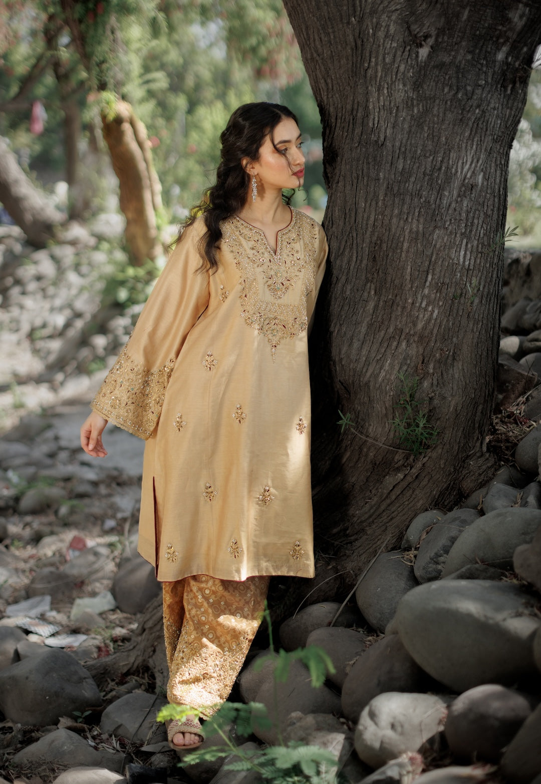 Gold Kalidar with Salwar -  Lola BIBI by Amrinsahi