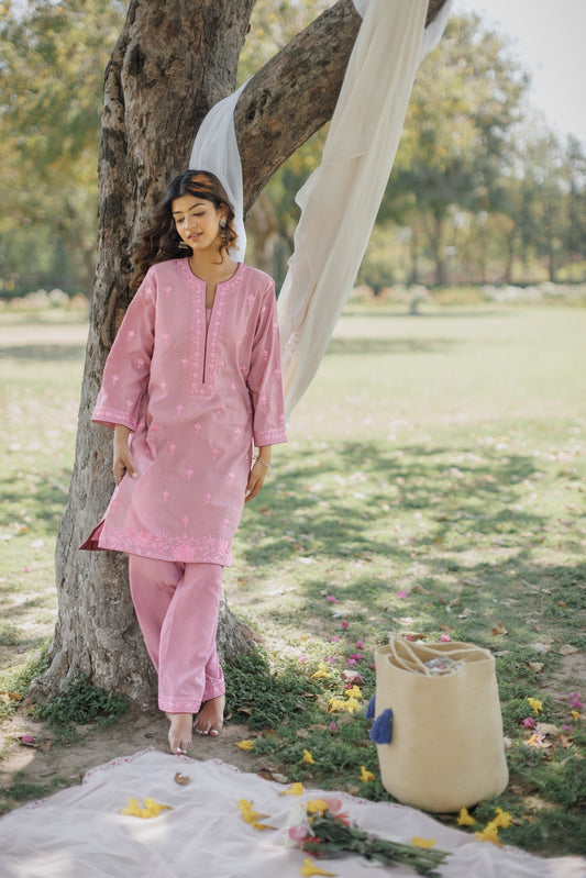 Pink Kurta set -  Lola BIBI by Amrinsahi