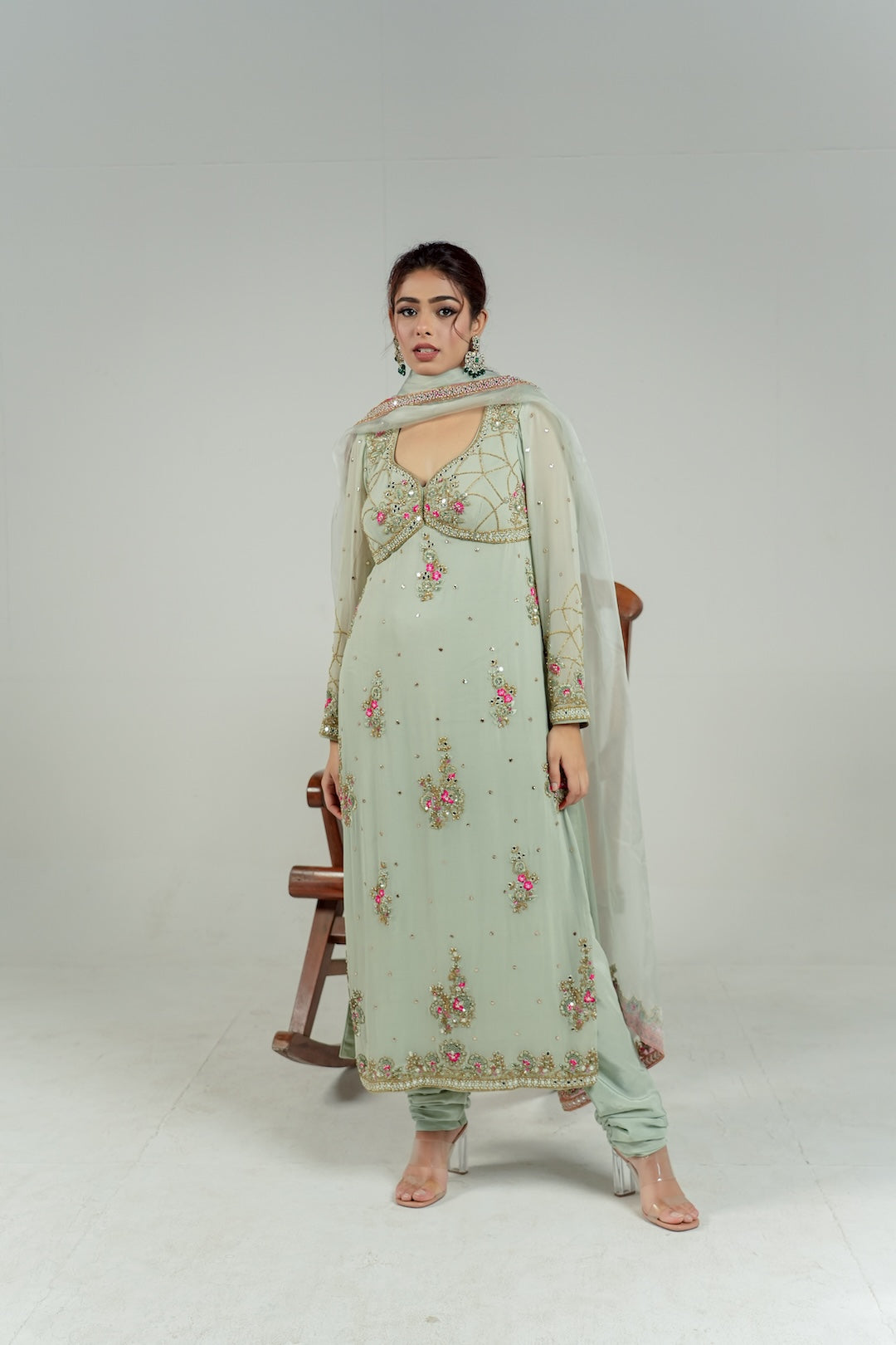 Mint Green Long Kurti set -  - Lola BIBI by Amrinsahi