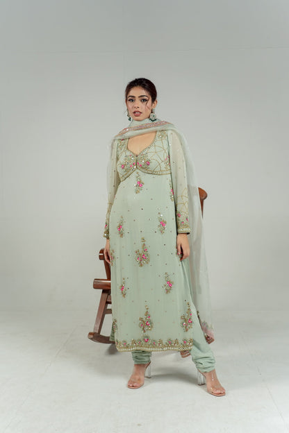 Mint Green Long Kurti set -  - Lola BIBI by Amrinsahi