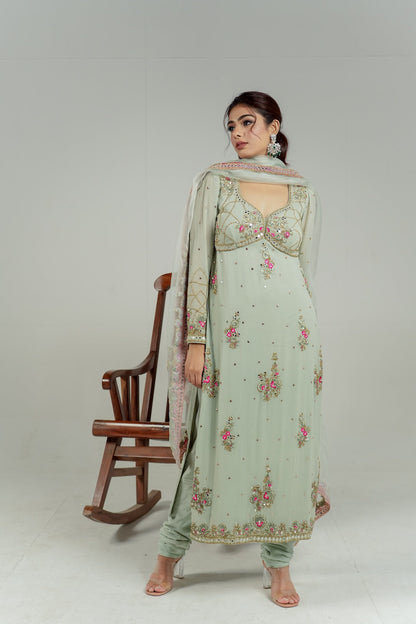 Mint Green Long Kurti set -  - Lola BIBI by Amrinsahi