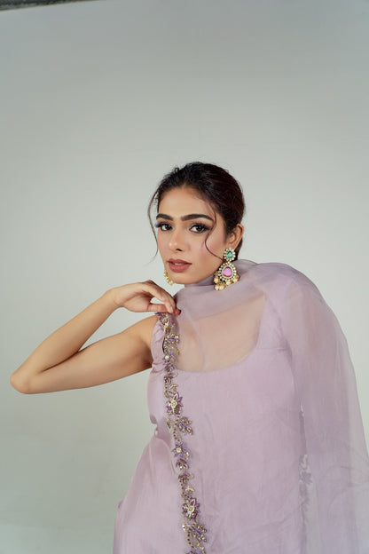 Lilac cut work Kurta set -  Lola BIBI by Amrinsahi